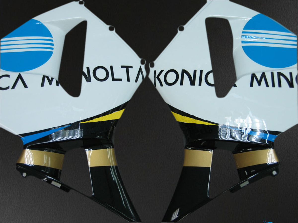 Honda CBR600RR (2003-2004) White, Black & Blue Konica Minolta Generic - Custom ABS Fairing Kit