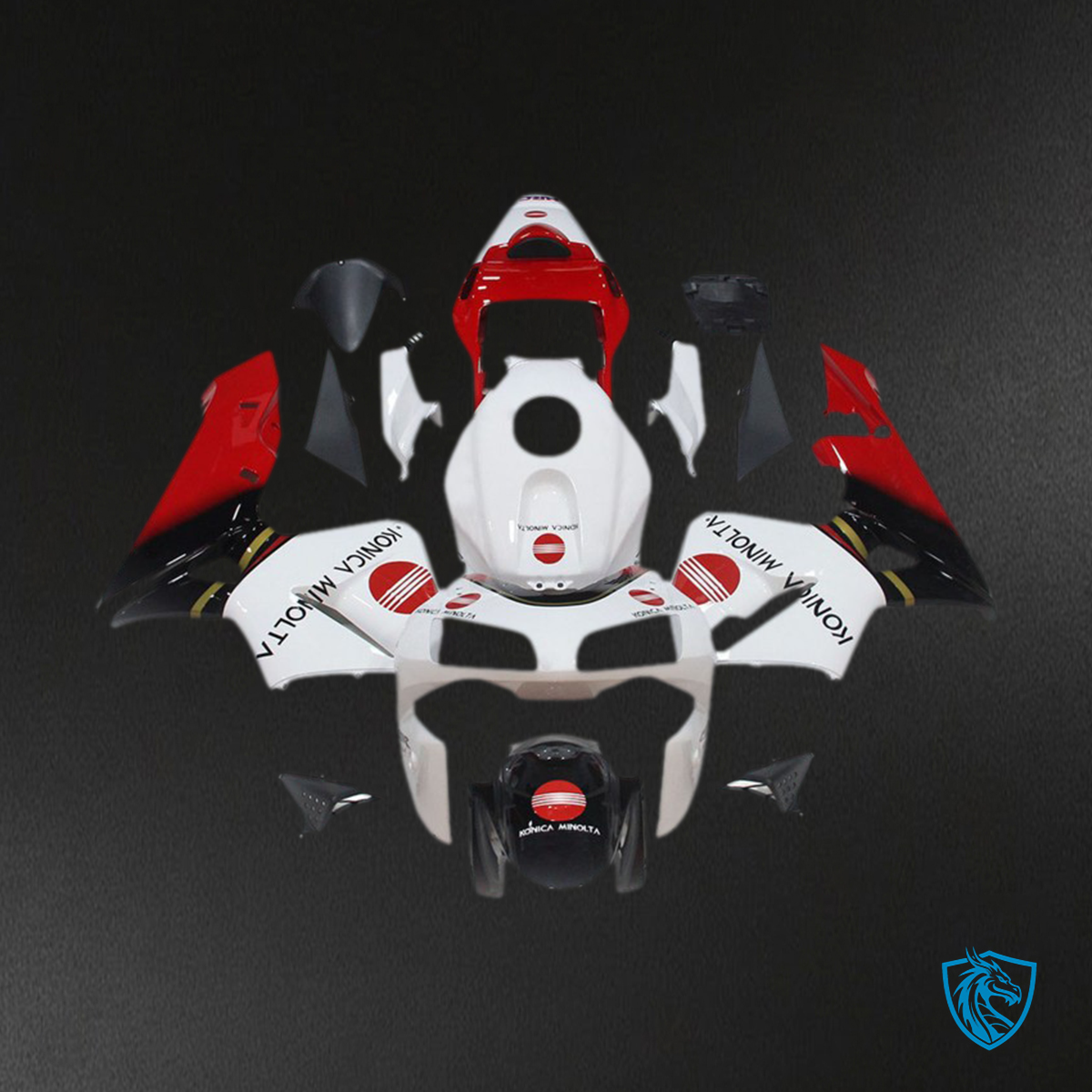 Honda CBR600RR (2003-2004) Konica Minolta Red Motorcycle - Custom ABS Fairing Kit