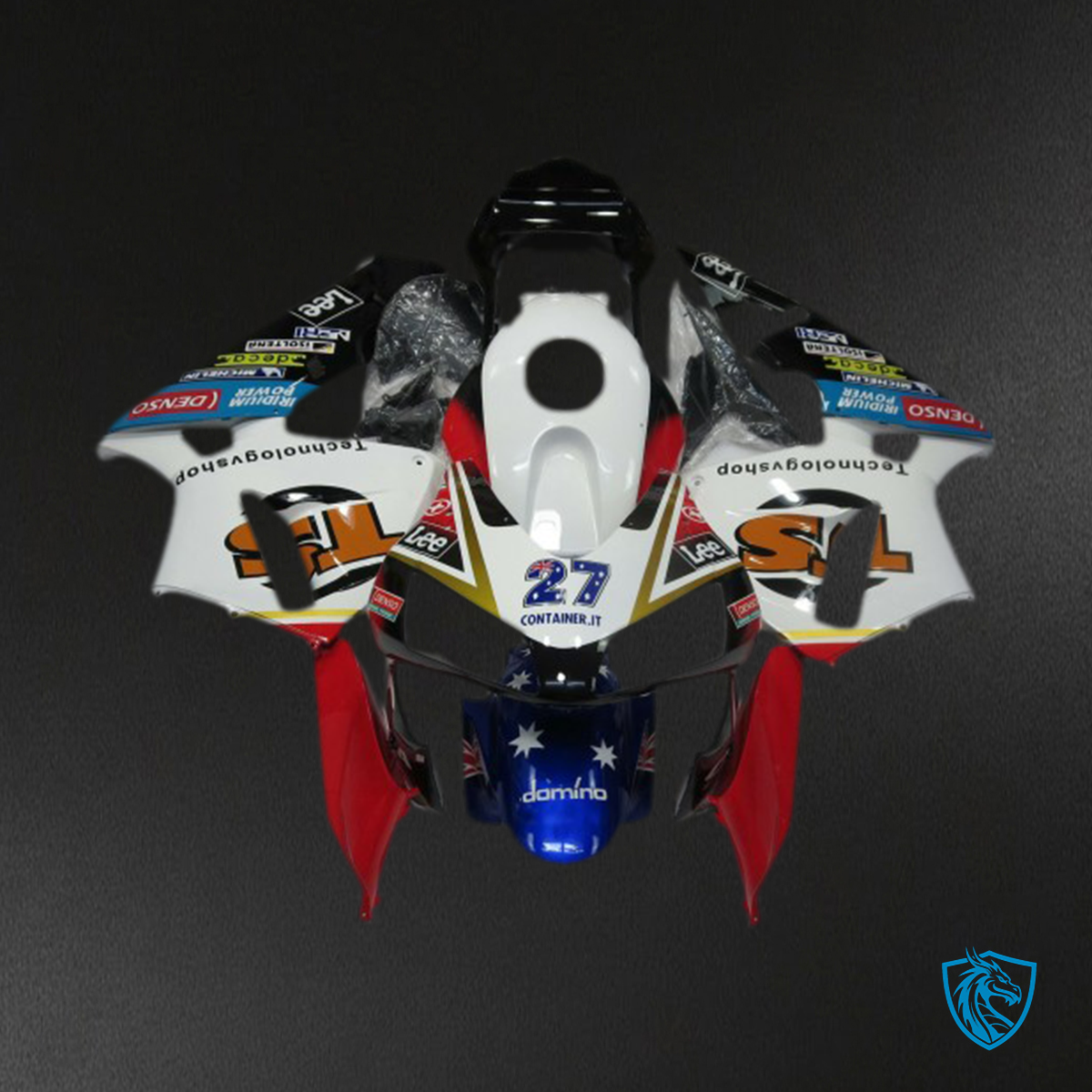 Honda CBR600RR (2003-2004) White & Red Lee 2 - MERGEment Motorcycle Fairings Kit