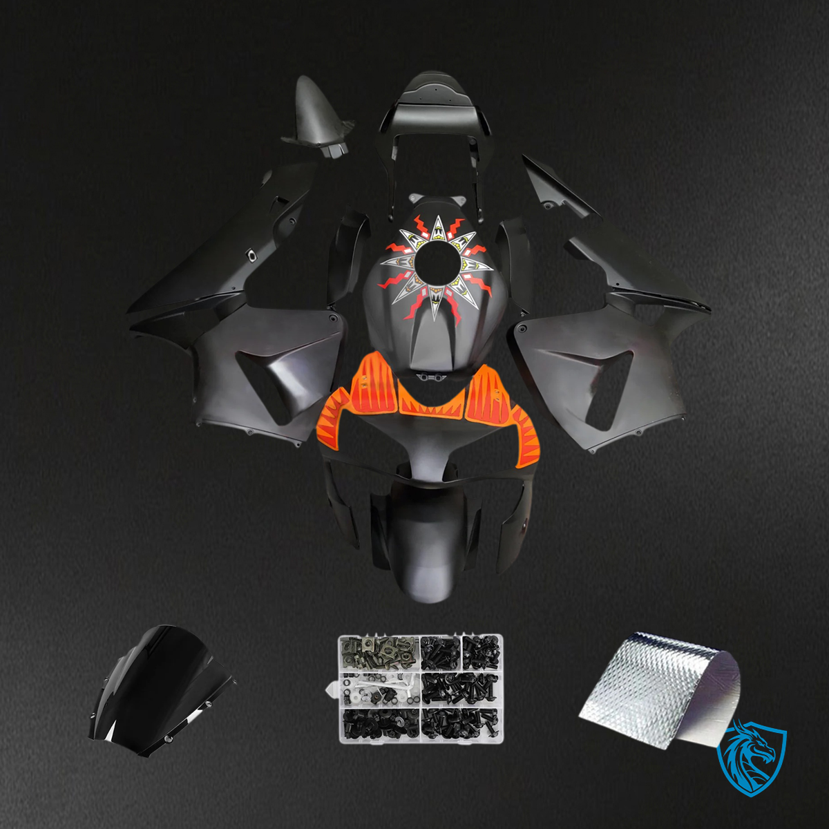 Honda CBR600RR (2003-2004) Black - Fairing Kit