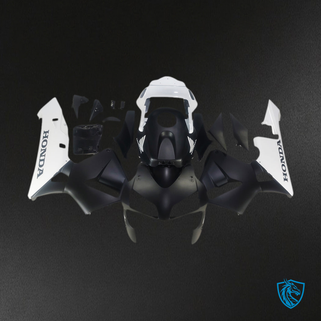 Honda CBR600RR (2003-2004) Matte Black & White Generic Fairings Kit | ABS Bodywork