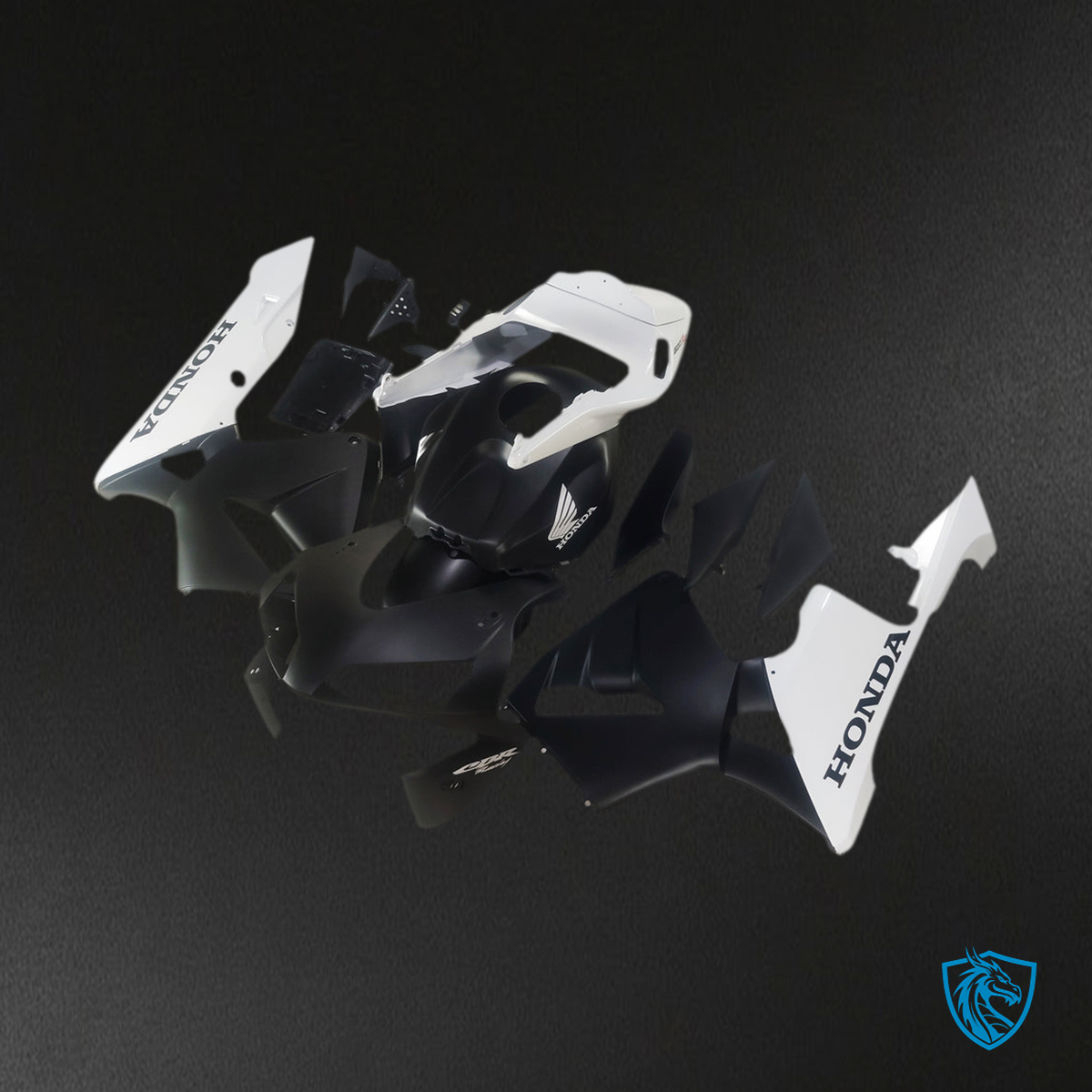 Honda CBR600RR (2003-2004) Matte Black & White Generic Fairings Kit | ABS Bodywork
