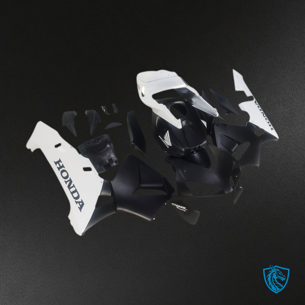 Honda CBR600RR (2003-2004) Matte Black & White Generic Fairings Kit | ABS Bodywork