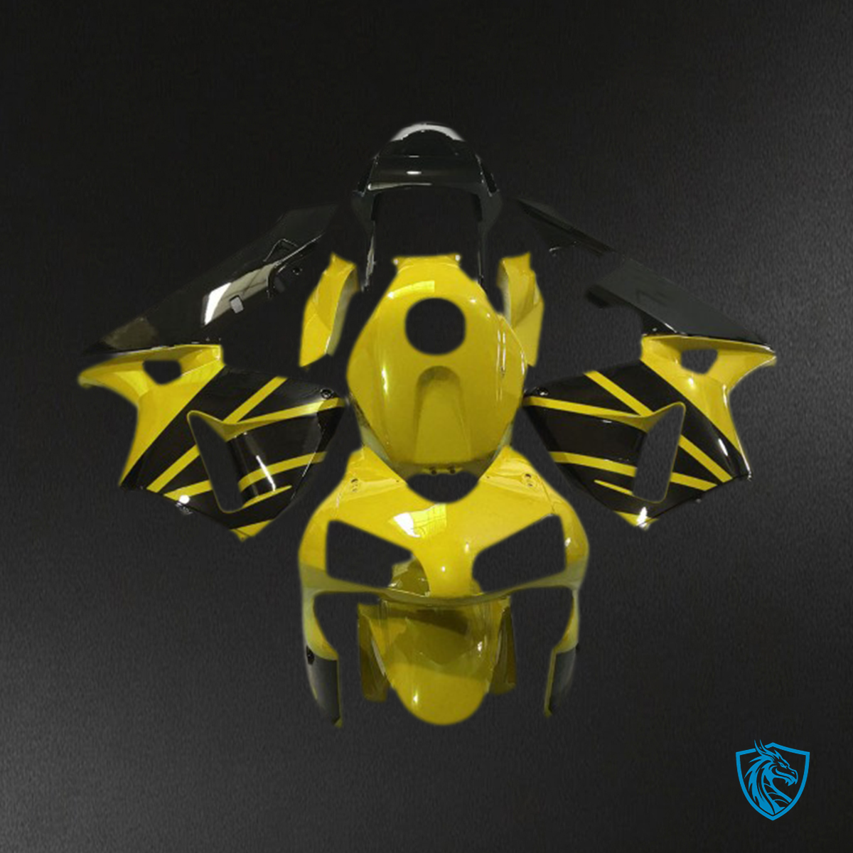Honda CBR600RR (2003-2004) Yellow & Black Gloss Fairing Kit - Aftermarket ABS Bodywork