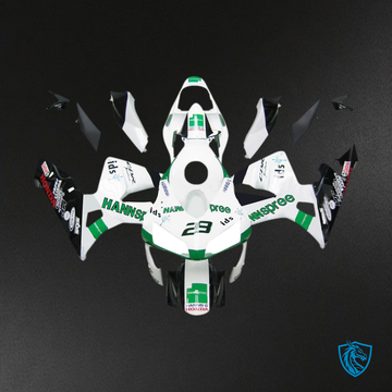 Honda CBR600RR (2003-2004) No.23 White, Black & Green Fairings Kit - Aftermarket ABS Bodywork