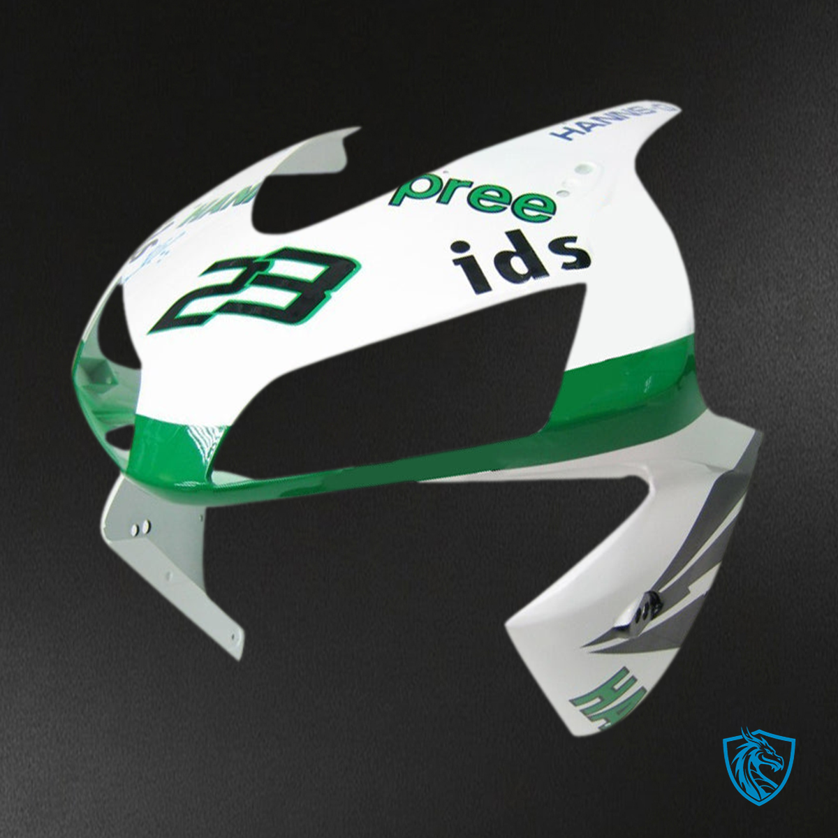 Honda CBR600RR (2003-2004) No.23 White, Black & Green Fairings Kit - Aftermarket ABS Bodywork
