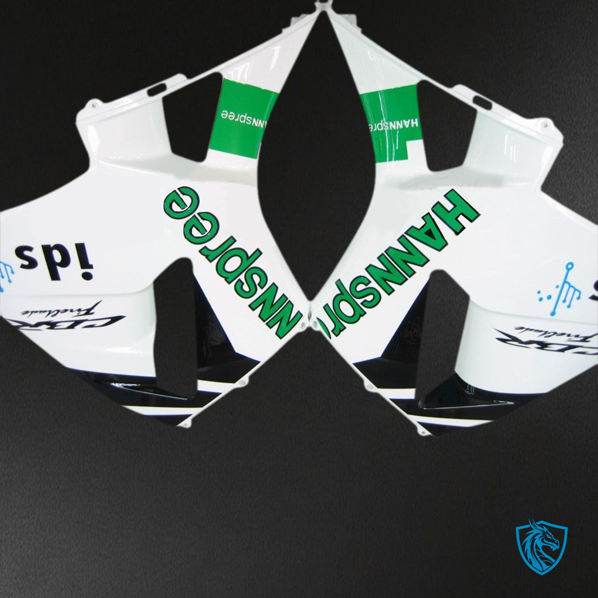 Honda CBR600RR (2003-2004) No.23 White, Black & Green Fairings Kit - Aftermarket ABS Bodywork
