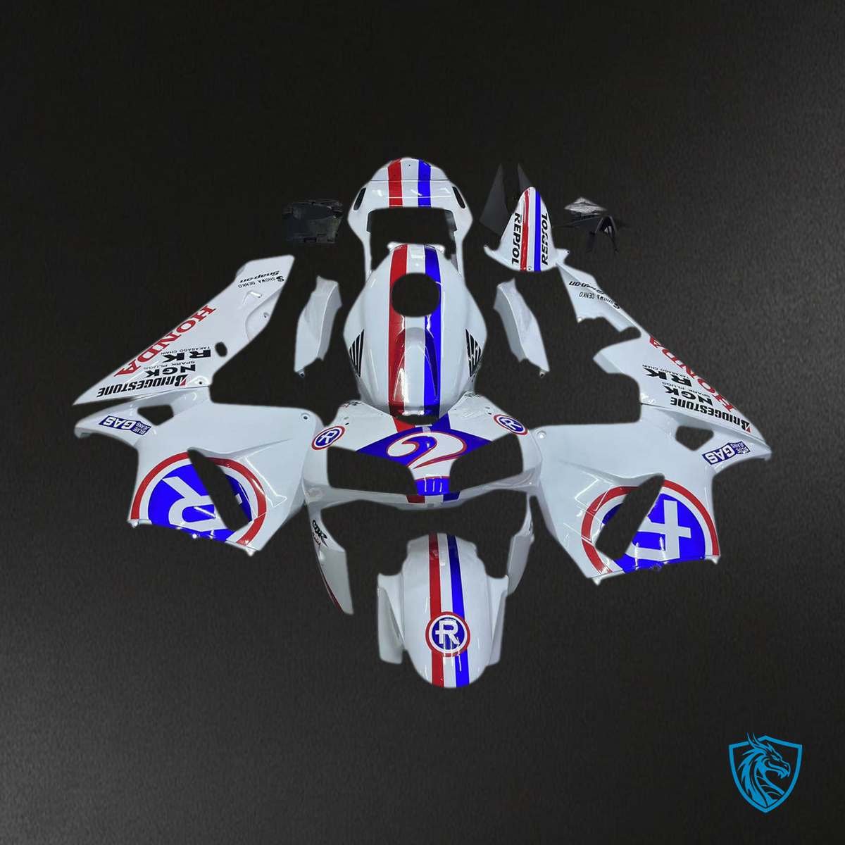 Honda CBR600RR (2003-2004) No. 2 White Generic - MERGEment Motorcycle Fairings Kit