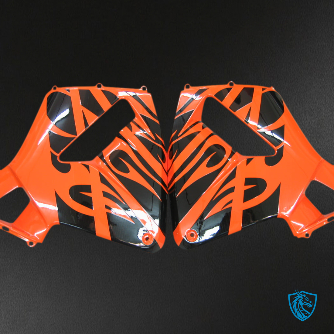Honda CBR600RR (2003-2004) Orang & Black Flame Generic Fairings Kit | ABS Bodywork