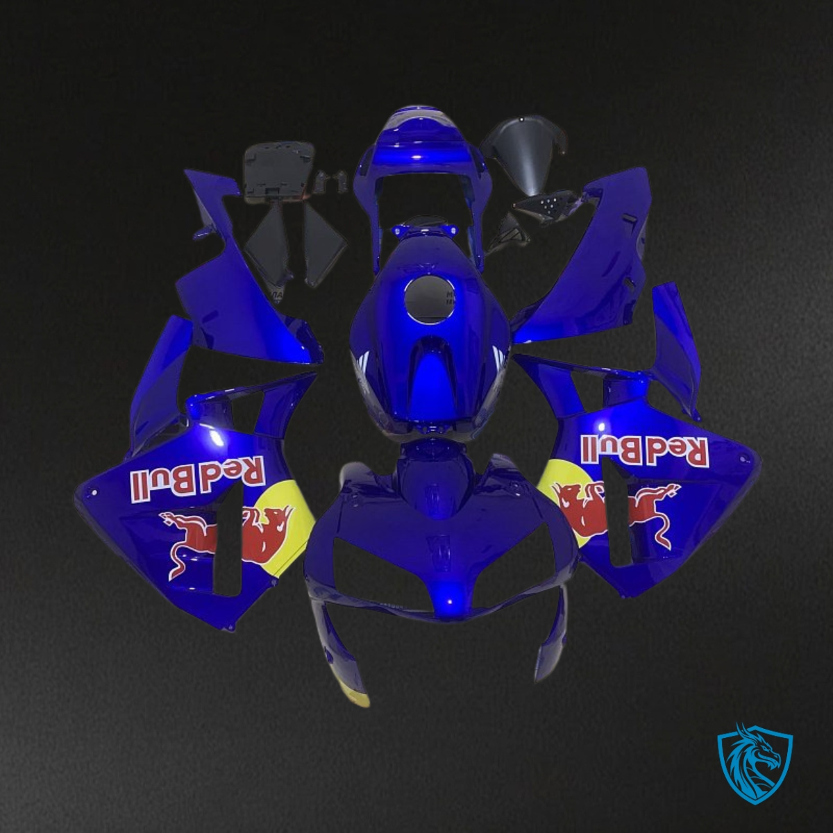 Honda CBR600RR (2003-2004) Glossy Blue Red Bull - MERGEment Motorcycle Fairings Kit