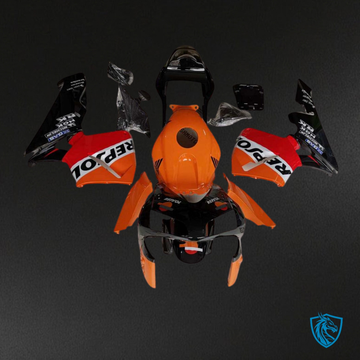 Honda CBR600RR (2003-2004) Black, Orange & Red Fairing Kit - Aftermarket ABS Bodywork