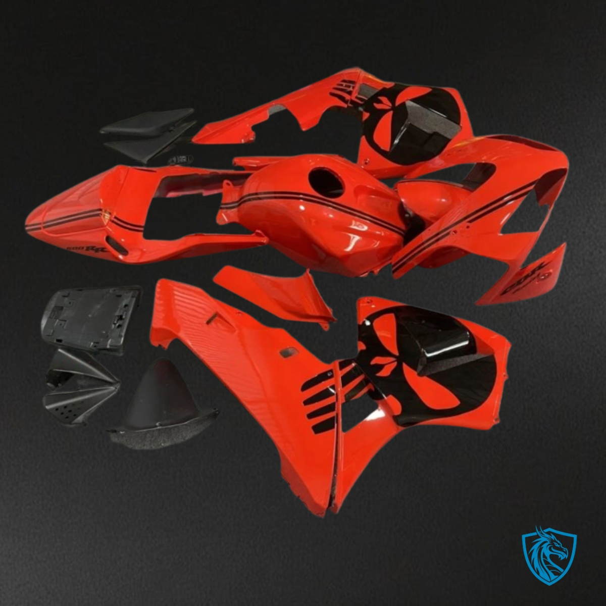 Honda CBR600RR (2003-2004) Black & Red - MERGEment Motorcycle Fairings Kit