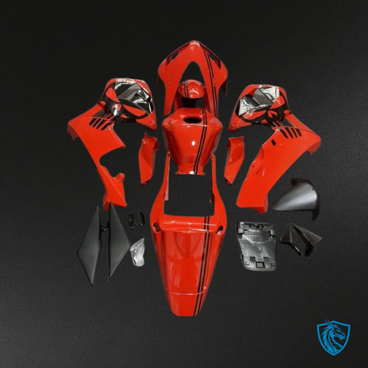Honda CBR600RR (2003-2004) Black & Red - MERGEment Motorcycle Fairings Kit