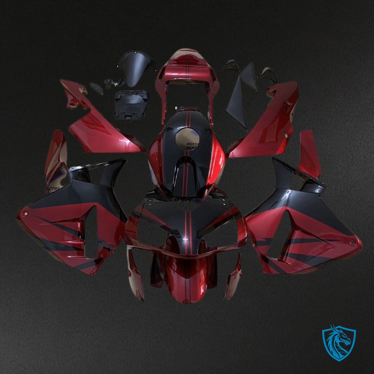 Honda CBR600RR (2003-2004) Black & Red Fairing Kit | ABS Bodywork