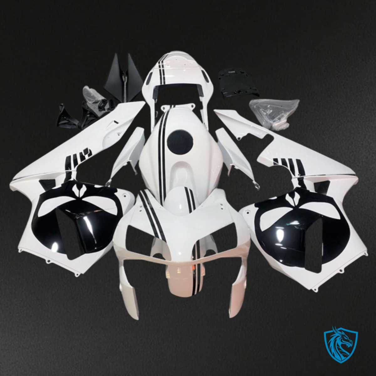 Honda CBR600RR (2003-2004) Black & White Fairing Kit | ABS Bodywork