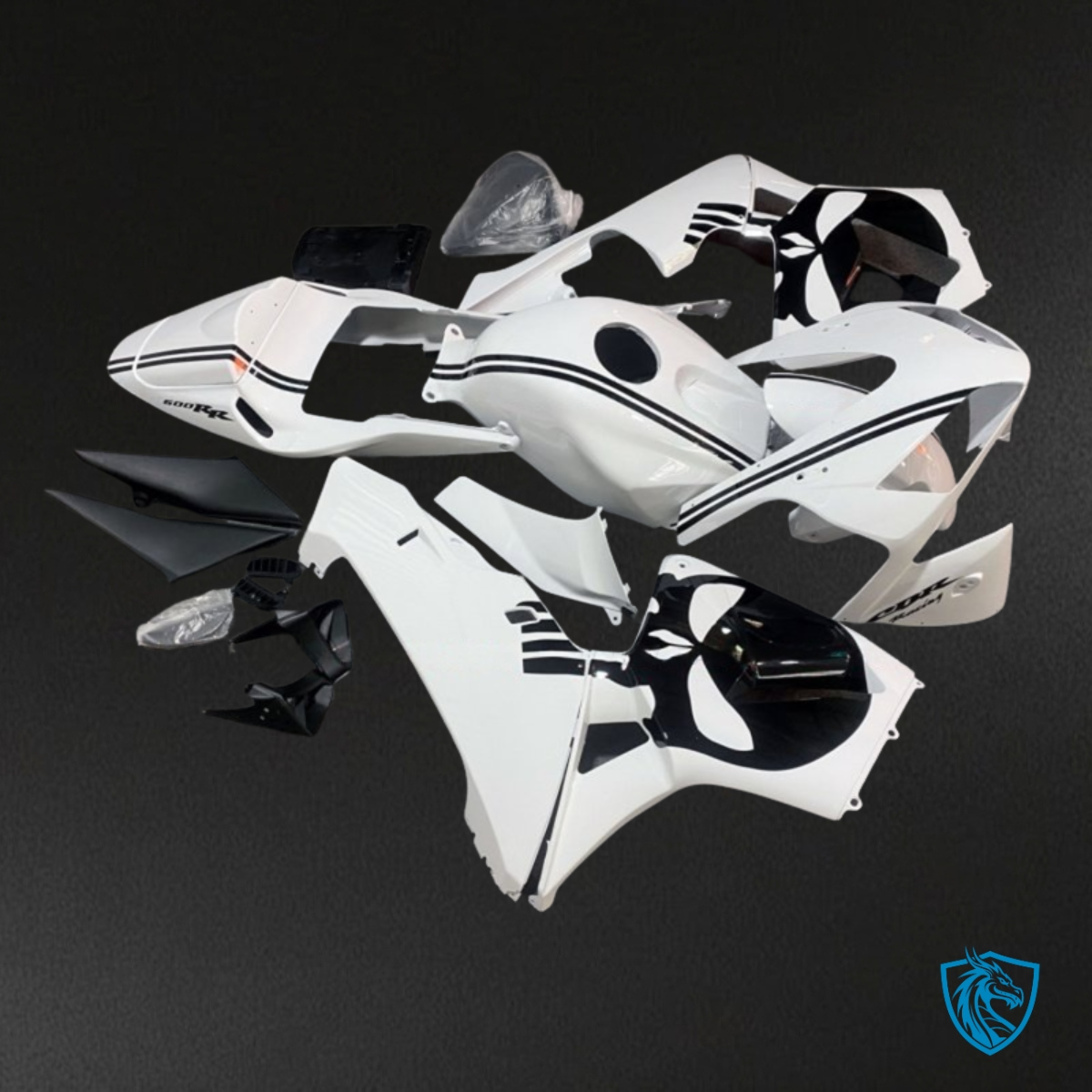 Honda CBR600RR (2003-2004) Black & White Fairing Kit | ABS Bodywork