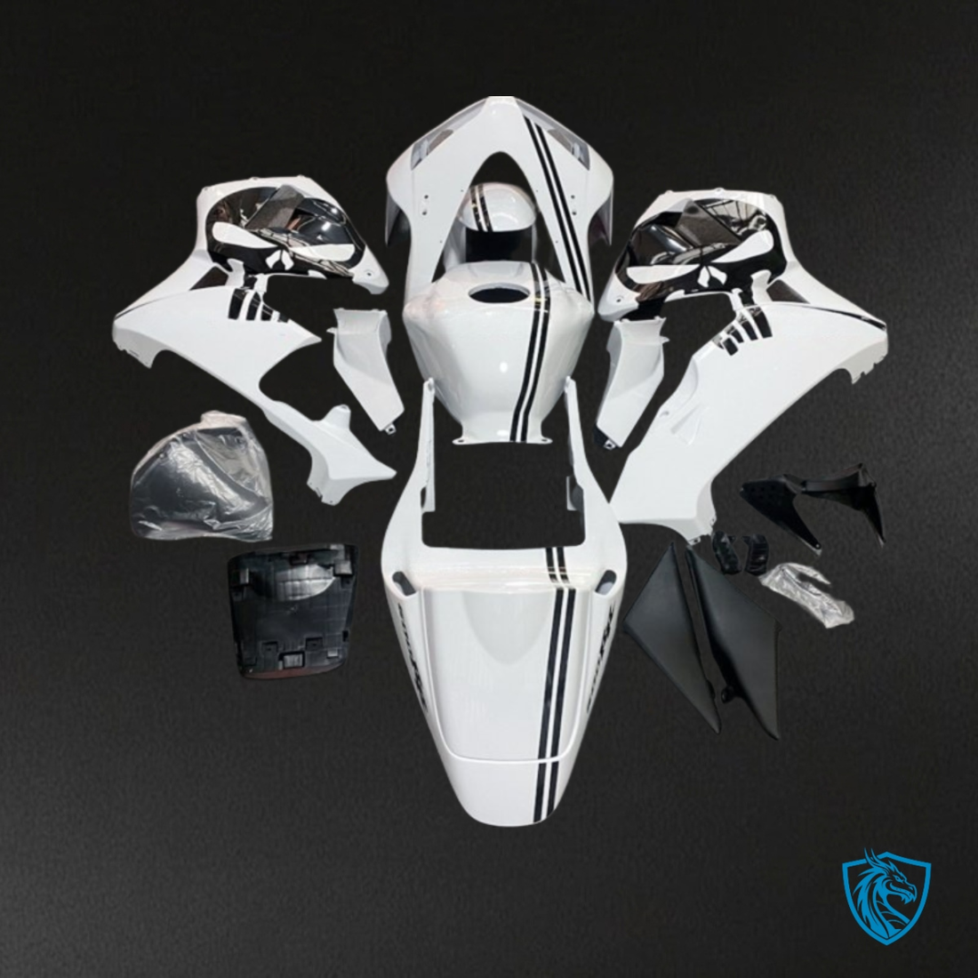 Honda CBR600RR (2003-2004) Black & White Fairing Kit | ABS Bodywork