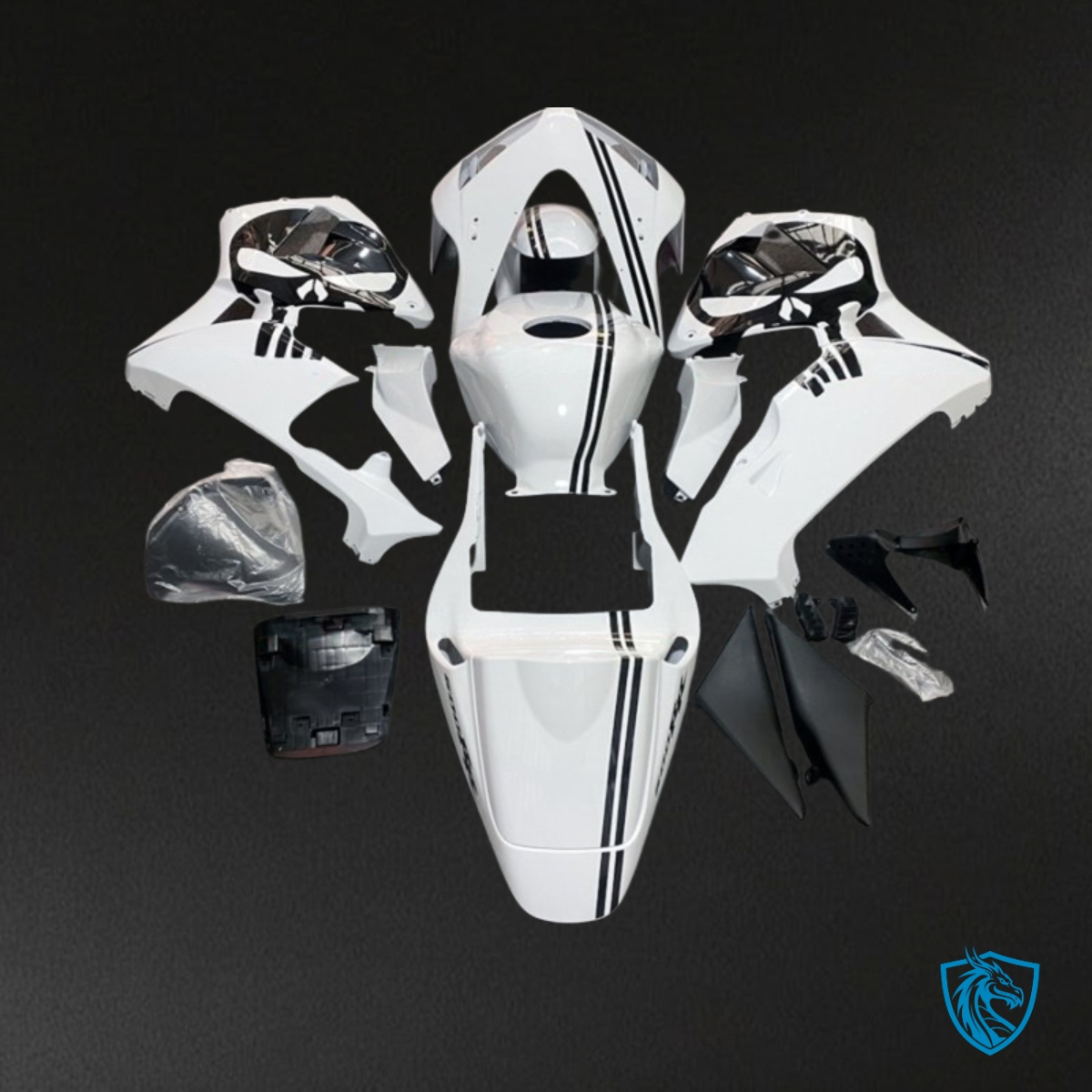 Honda CBR600RR (2003-2004) Black & White Fairing Kit | ABS Bodywork