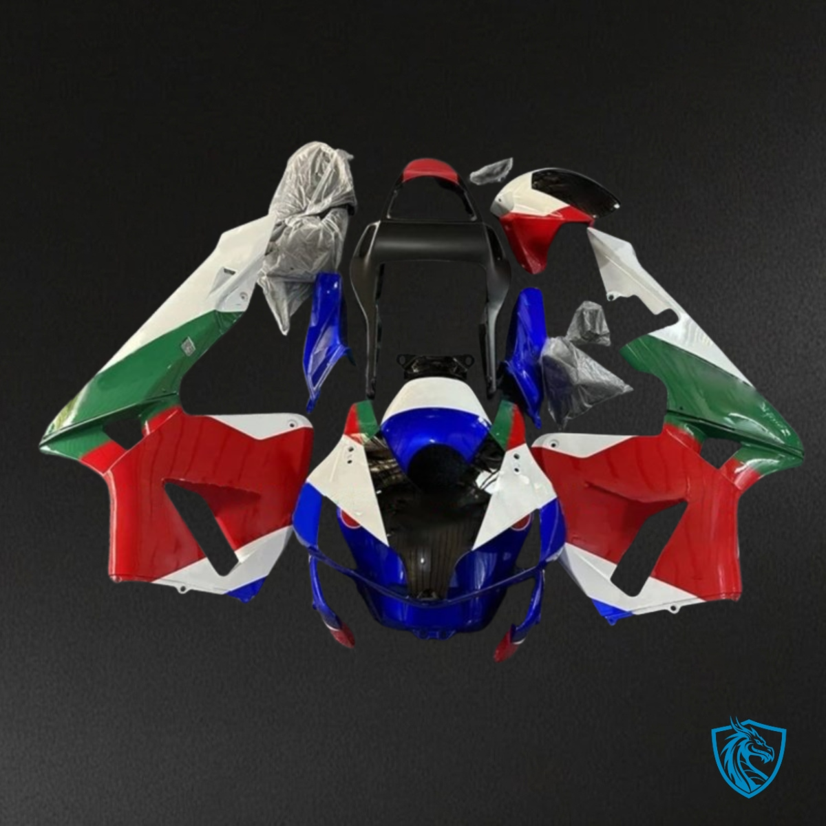 Honda CBR600RR (2003-2004) Black, Green, Red & White - MERGEment Motorcycle Fairings Kit