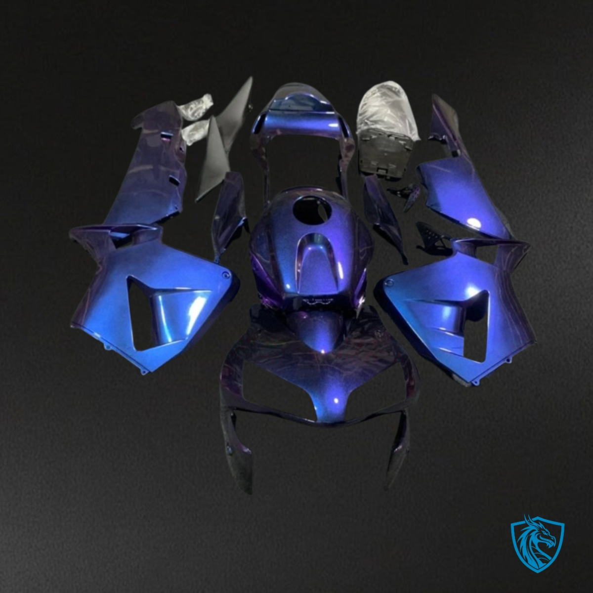 Honda CBR600RR (2003-2004) Glossy Blue & Black Fairing Kit - Aftermarket ABS Bodywork