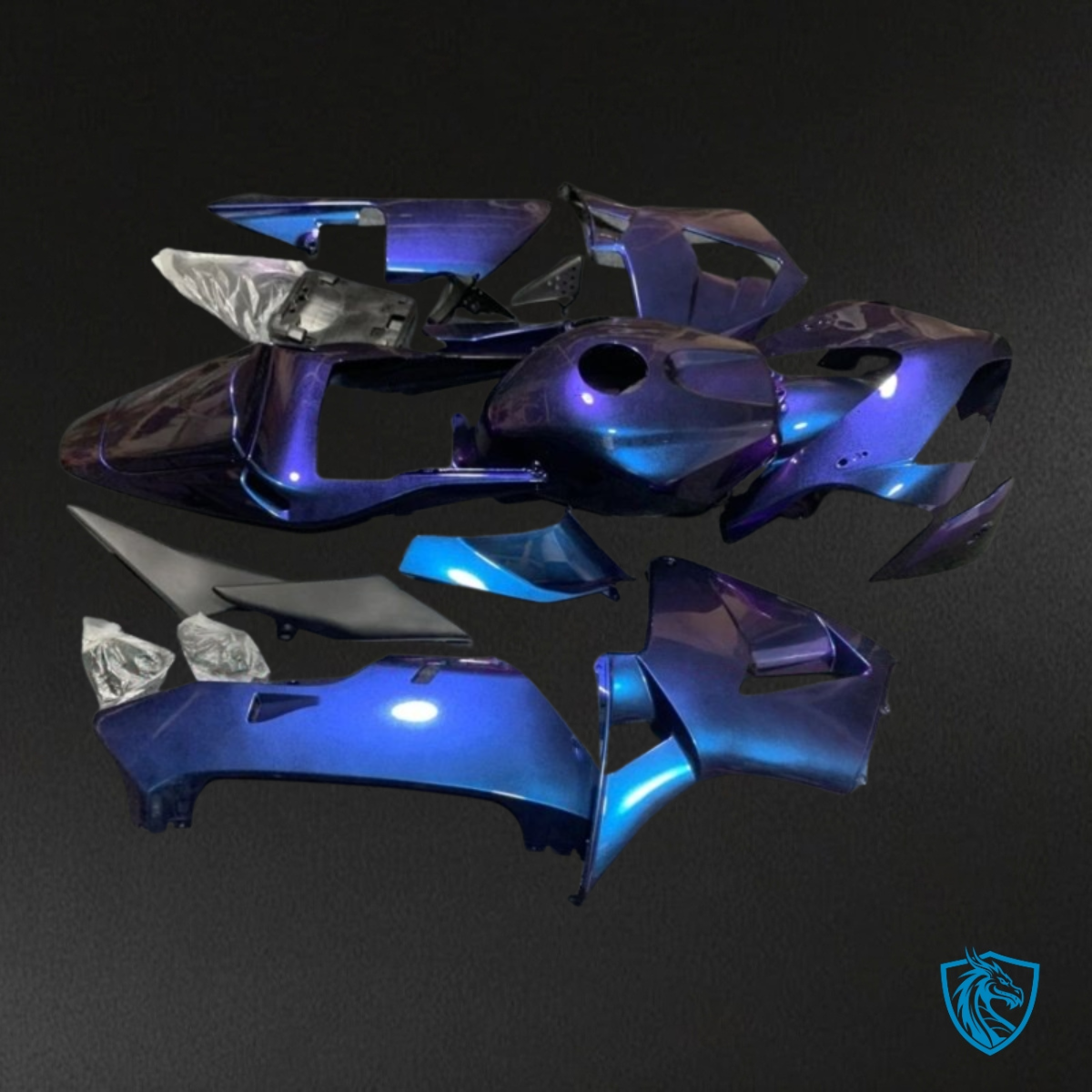 Honda CBR600RR (2003-2004) Glossy Blue & Black Fairing Kit - Aftermarket ABS Bodywork
