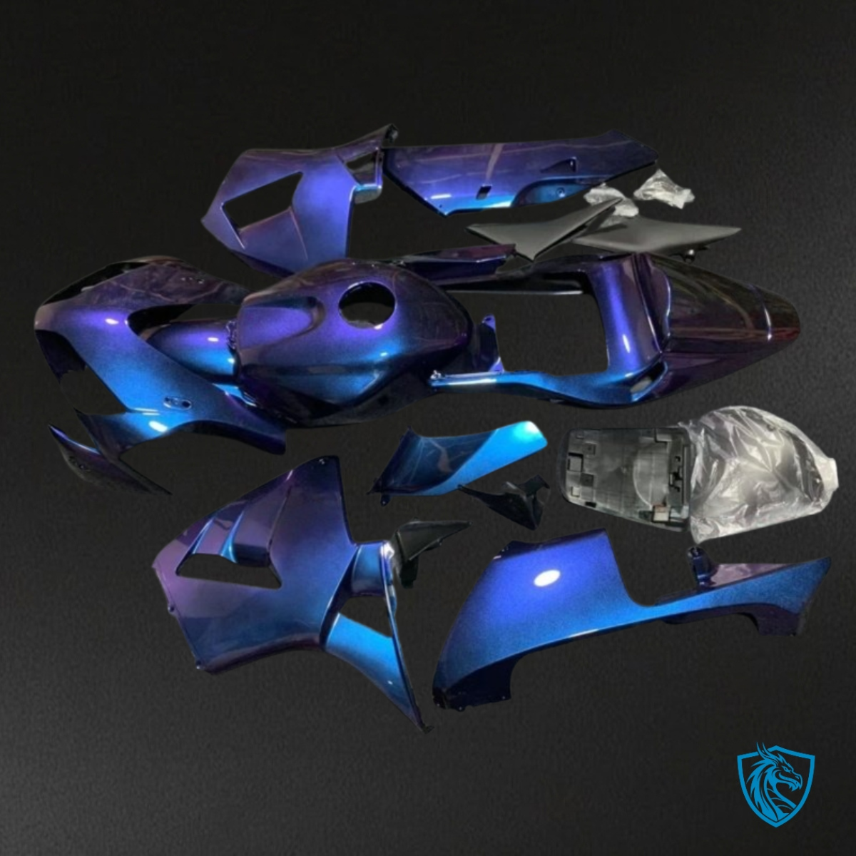 Honda CBR600RR (2003-2004) Glossy Blue & Black Fairing Kit - Aftermarket ABS Bodywork