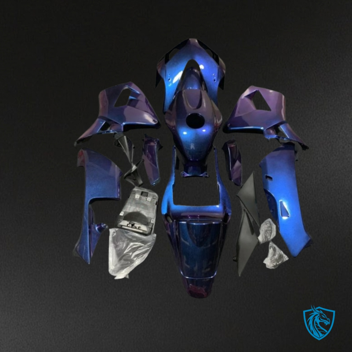 Honda CBR600RR (2003-2004) Glossy Blue & Black Fairing Kit - Aftermarket ABS Bodywork