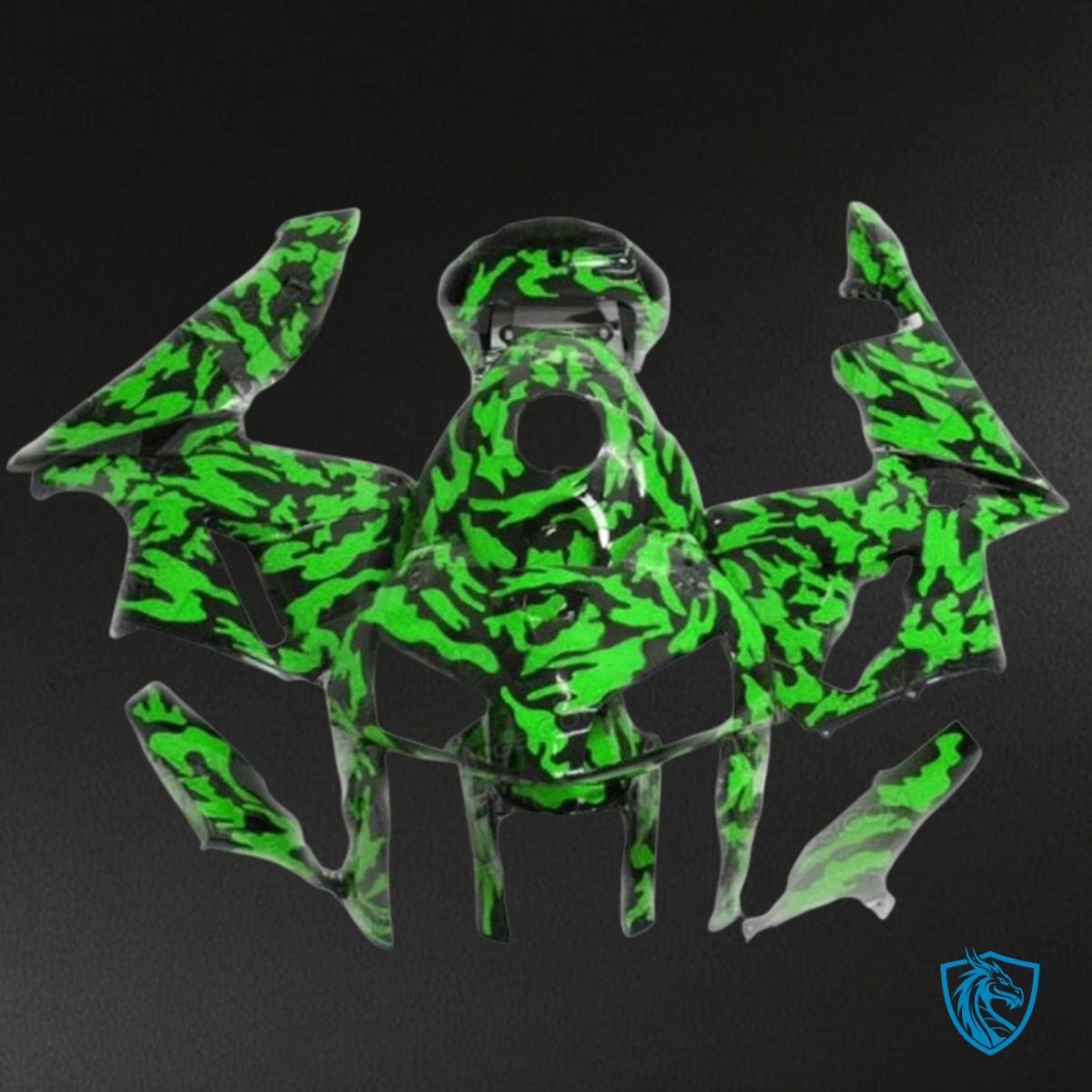 Honda CBR600RR (2003-2004) Green & Black Camo - Custom ABS Fairing Kit