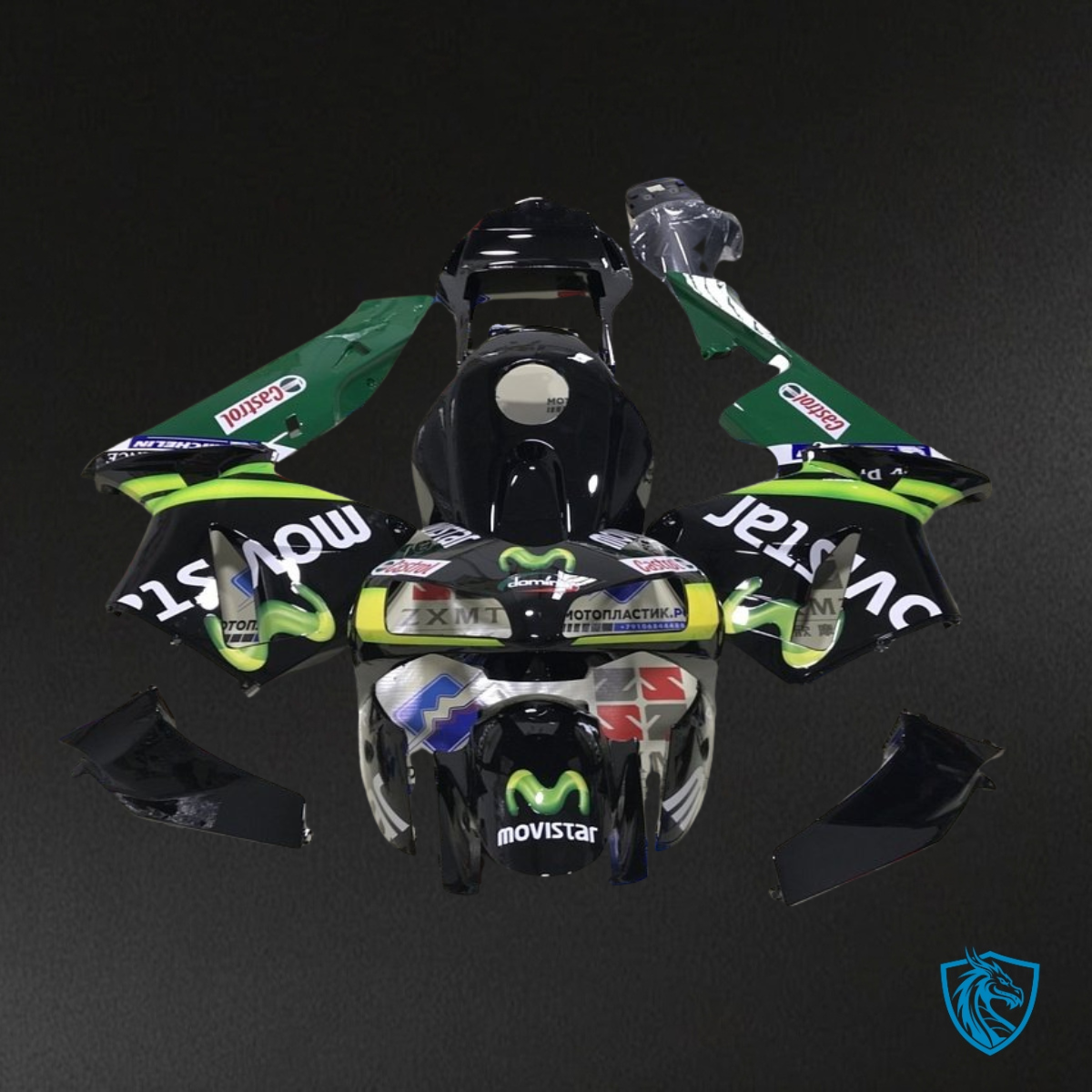 Honda CBR600RR (2003-2004) Green & Black Movistar - Custom ABS Fairing Kit