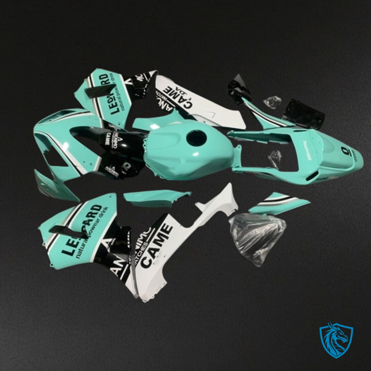 Honda CBR600RR (2003-2004) Green, Black & White Fairing Kit - Aftermarket ABS Bodywork