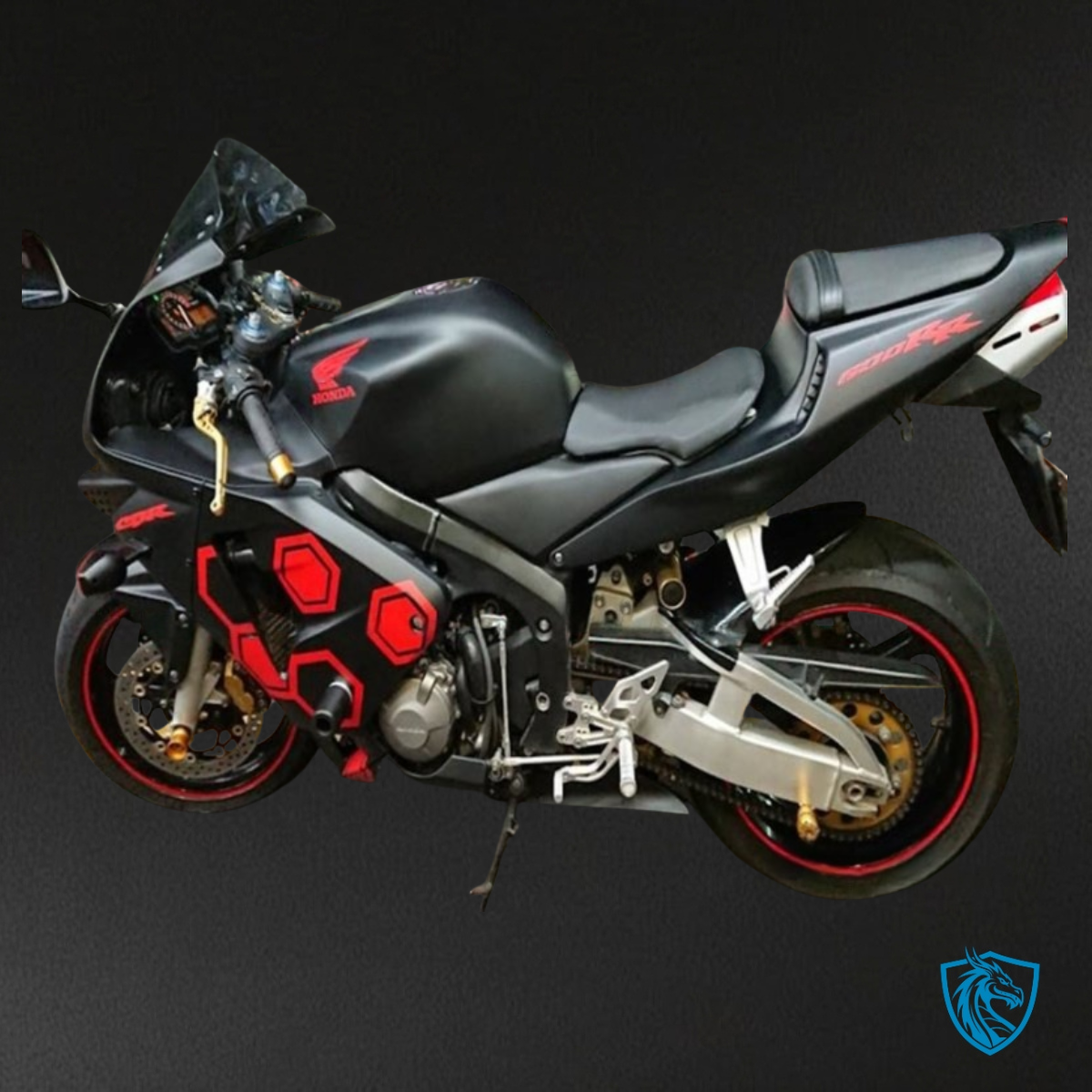 Honda CBR600RR (2003-2004) Gloss Black & Red - Custom ABS Fairing Kit