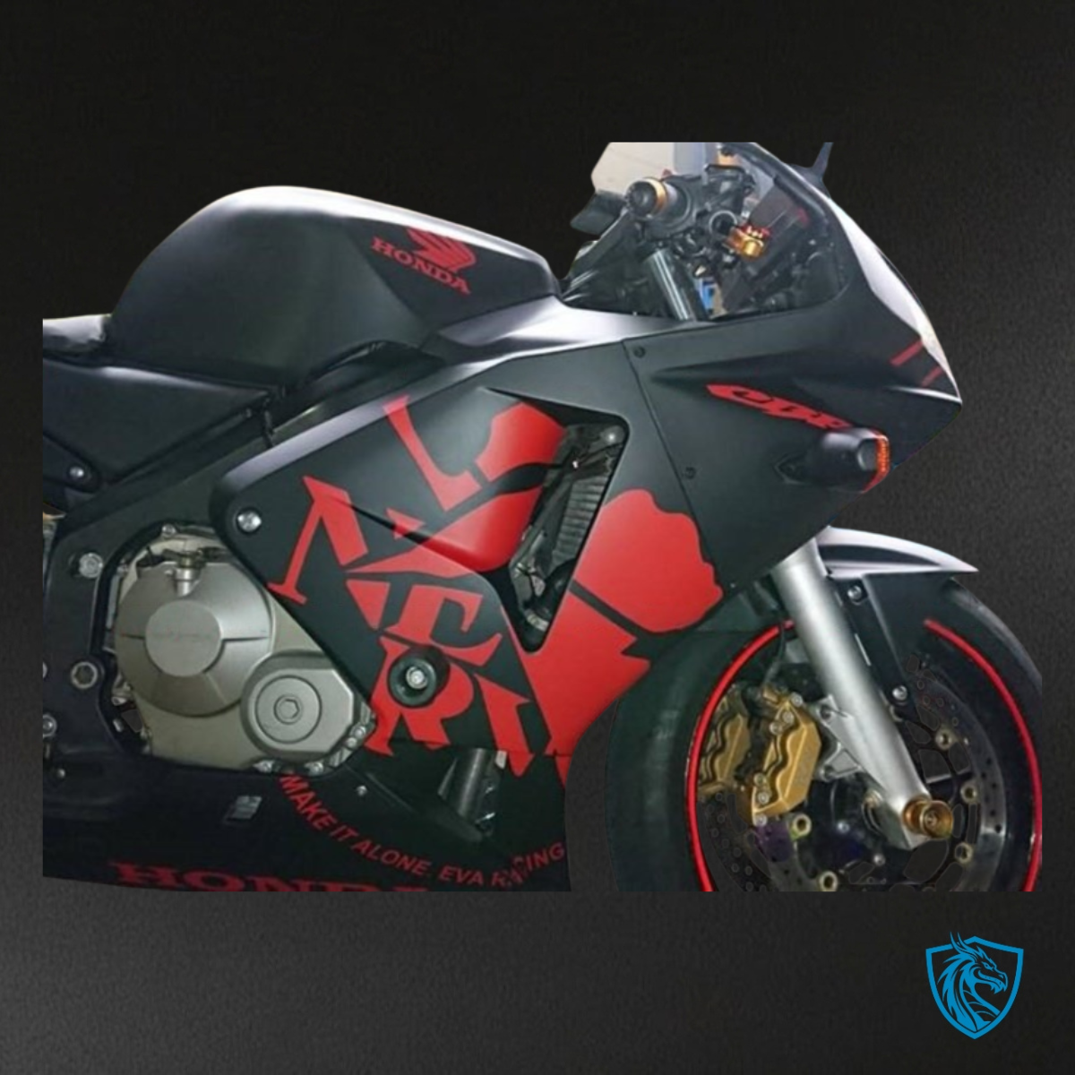 Honda CBR600RR (2003-2004) Gloss Black & Red - Custom ABS Fairing Kit