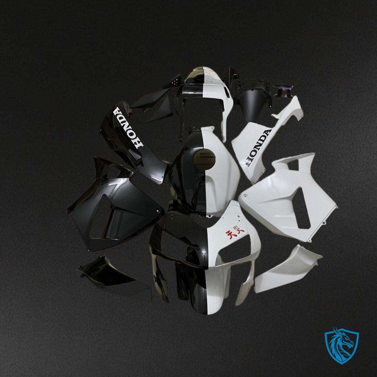 Honda CBR600RR (2003-2004) White & Black Fairing kit - Aftermarket ABS Bodywork