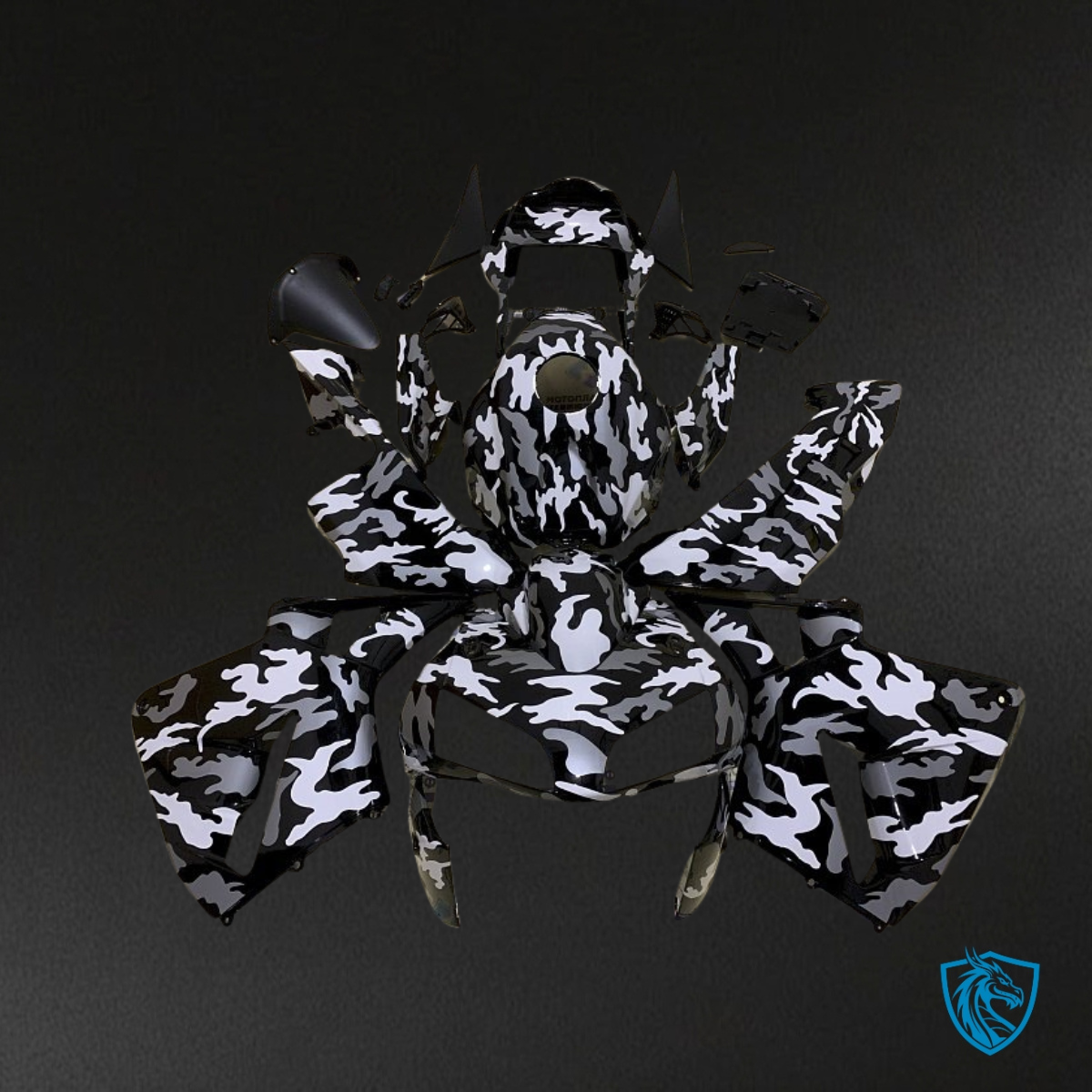 Honda CBR600RR (2003-2004) White, Black & Gray Camo - Custom ABS Fairing Kit