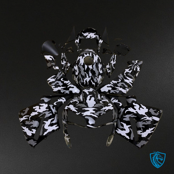 Honda CBR600RR (2003-2004) White, Black & Gray Camo - MERGEment Motorcycle Fairings Kit