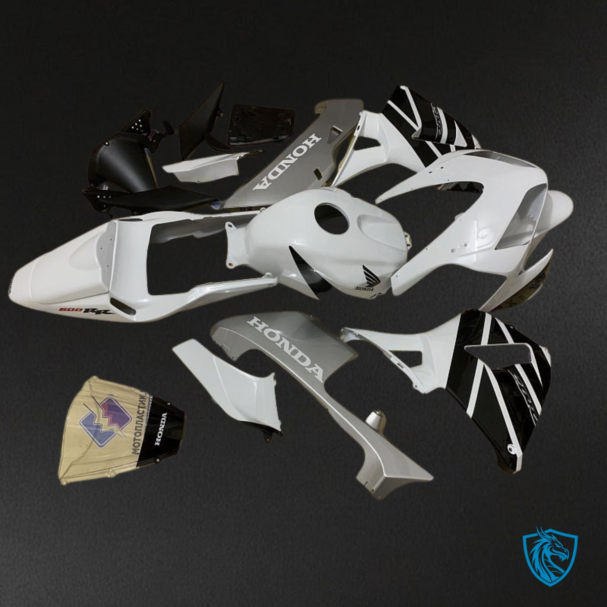 Honda CBR600RR (2003-2004) White, Black & Silver Fairing Kit | ABS Bodywork