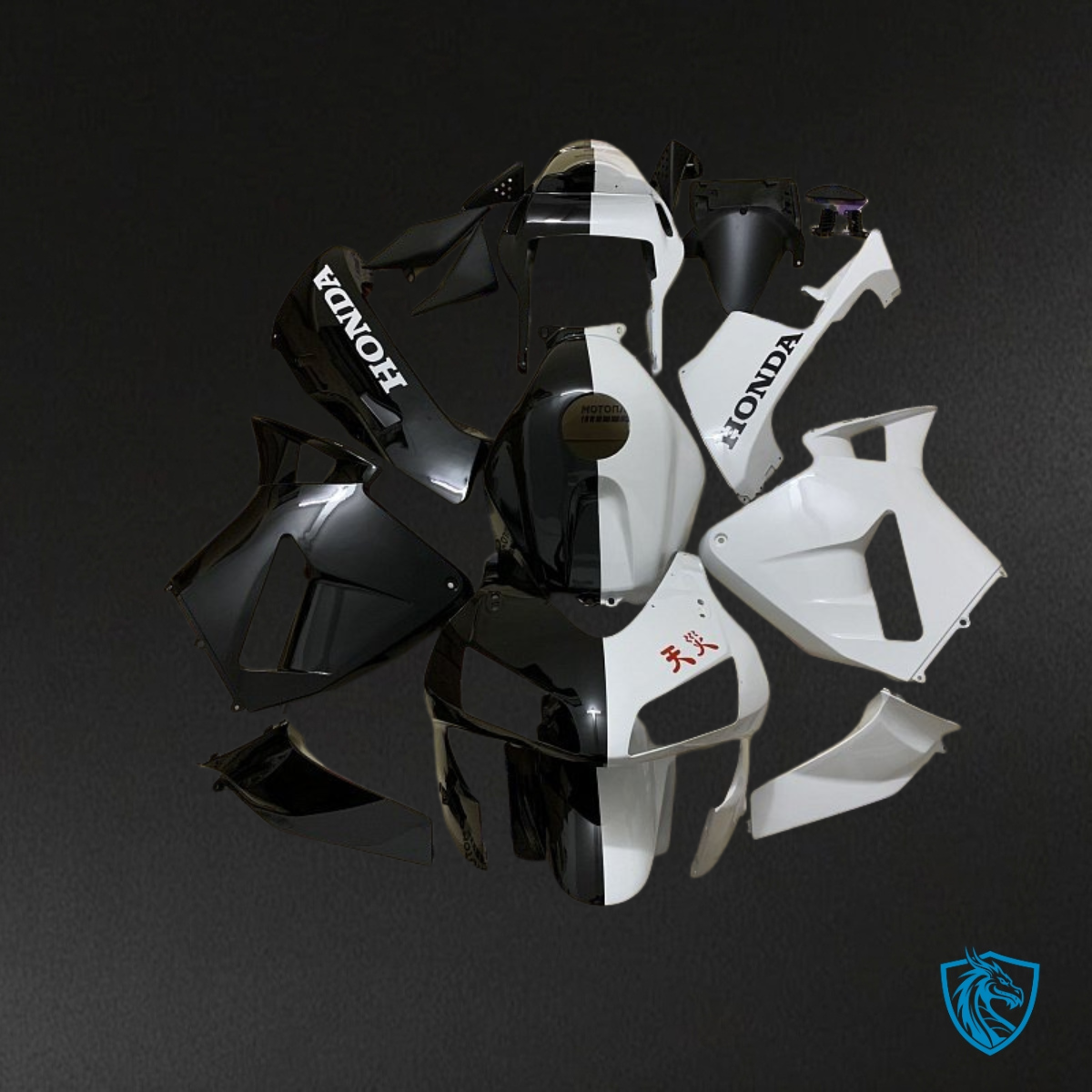 Honda CBR600RR (2003-2004) White & Black - Custom ABS Fairing Kit