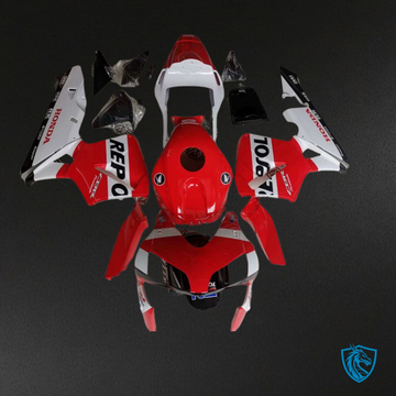 Honda CBR600RR (2003-2004) White & Red Repsol with Logo Fairing Kit - Aftermarket ABS Bodywork
