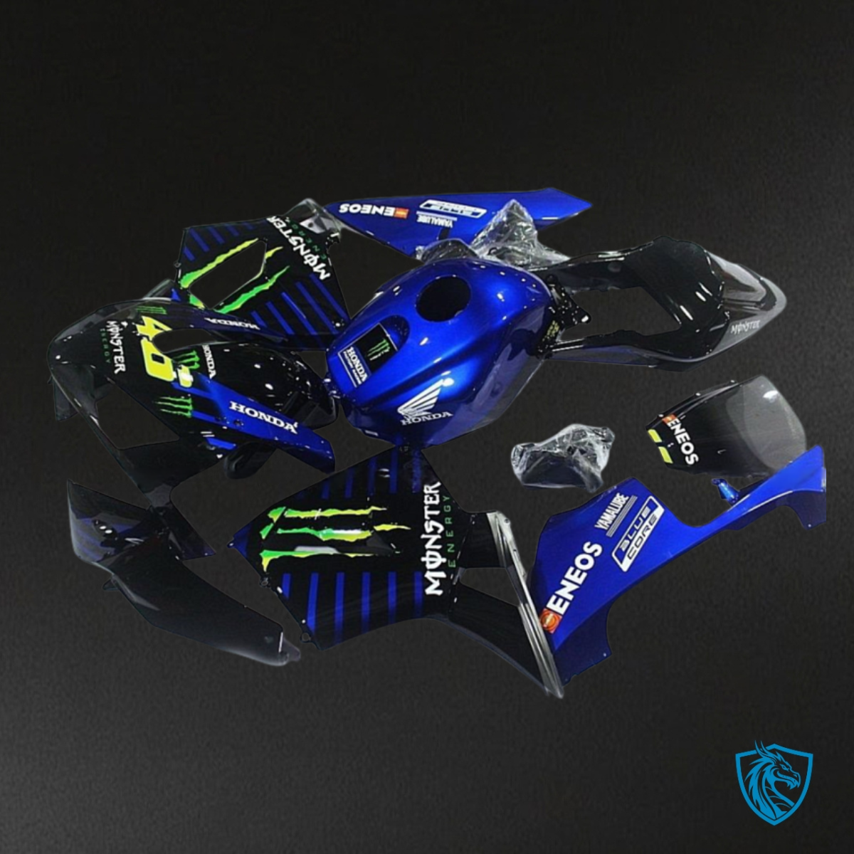 Honda CBR600RR (2003-2004) Black, Blue & Yellow - Custom ABS Fairing Kit