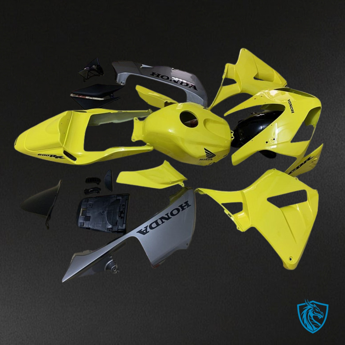 Honda CBR600RR (2003-2004) Yellow & Black Fairing Kit - Aftermarket ABS Bodywork