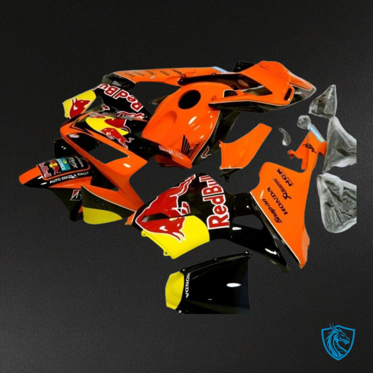 Honda CBR600RR (2003-2004) Orange & Black Red Bull Fairing Kit - Aftermarket ABS Bodywork