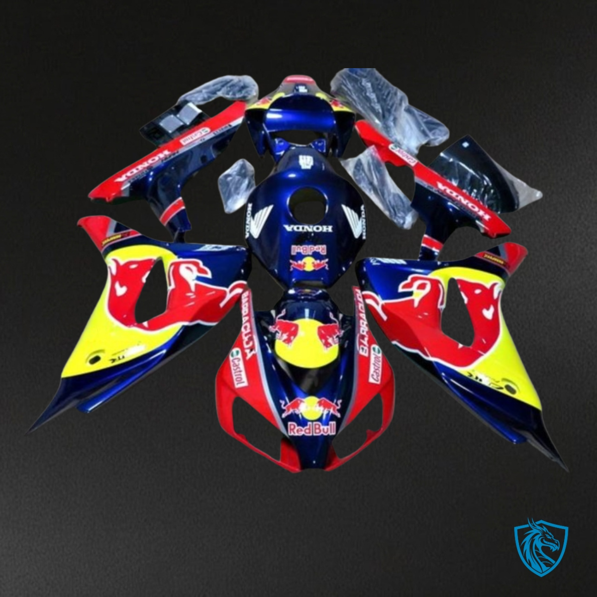 Honda CBR600RR (2003-2004) Blue, Yellow & Red Red Bull - MERGEment Motorcycle Fairings Kit