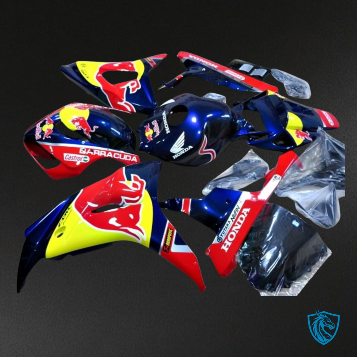 Honda CBR600RR (2003-2004) Blue, Yellow & Red Red Bull - MERGEment Motorcycle Fairings Kit