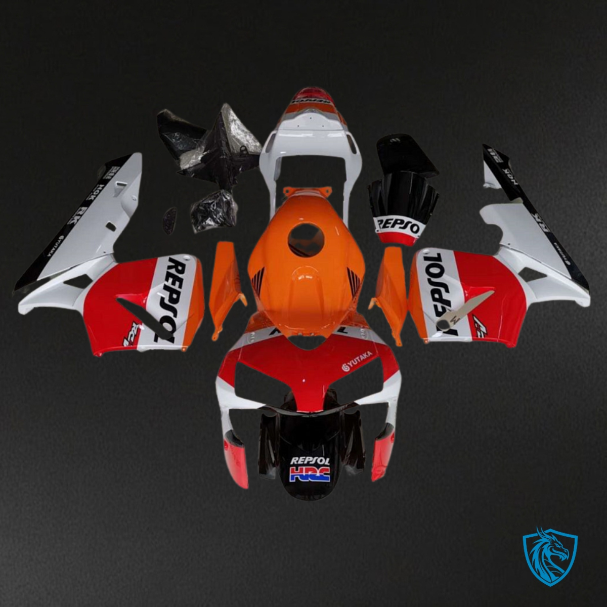 Honda CBR600RR (2003-2004) Repsol White, Black & Orange Fairing Kit | ABS Bodywork