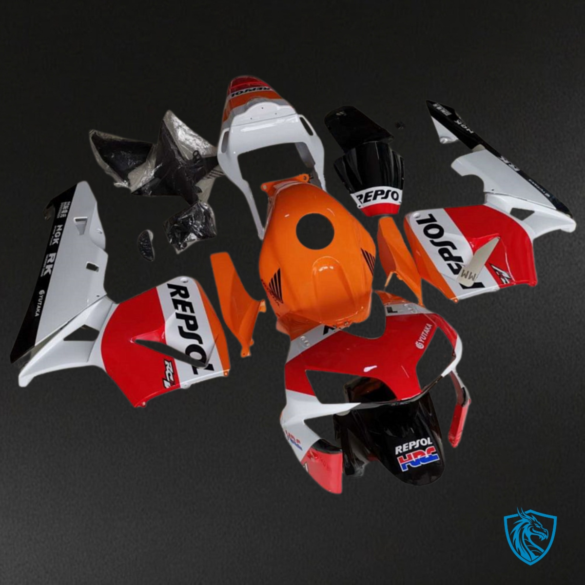 Honda CBR600RR (2003-2004) Repsol White, Black & Orange Fairing Kit | ABS Bodywork