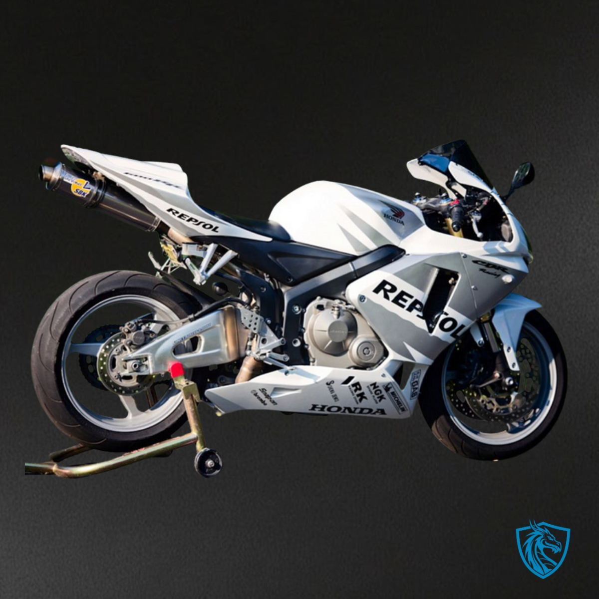 Honda CBR600RR (2003-2004) White & Silver Repsol - Custom ABS Fairing Kit