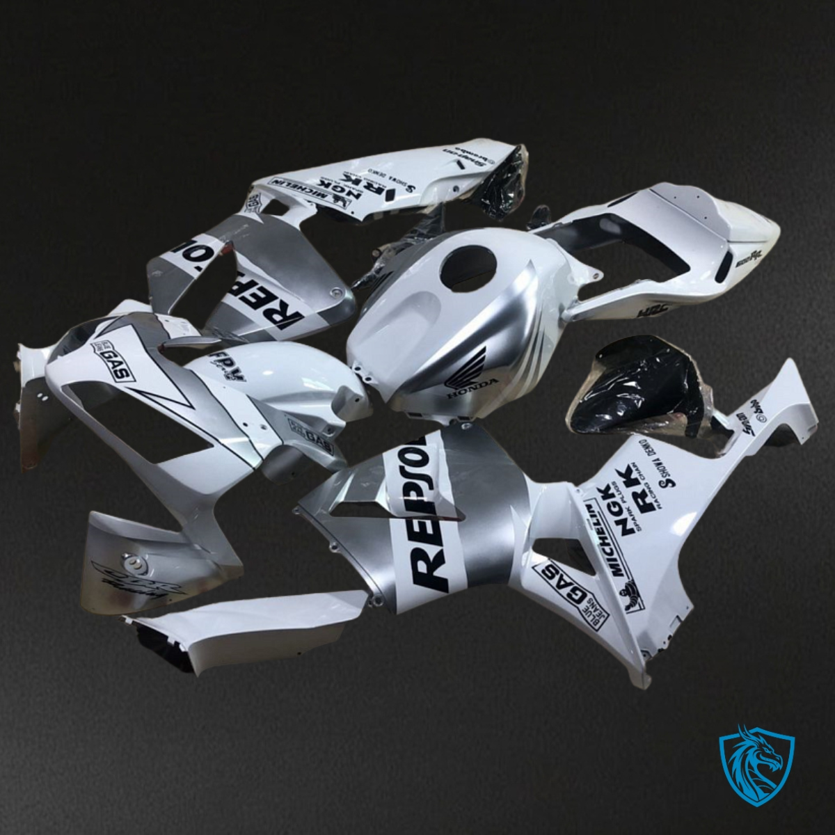 Honda CBR600RR (2003-2004) Repsol White & Silver - Custom ABS Fairing Kit