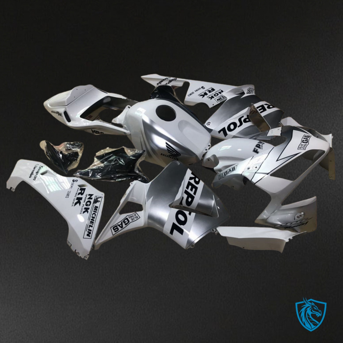 Honda CBR600RR (2003-2004) Repsol White & Silver - Custom ABS Fairing Kit
