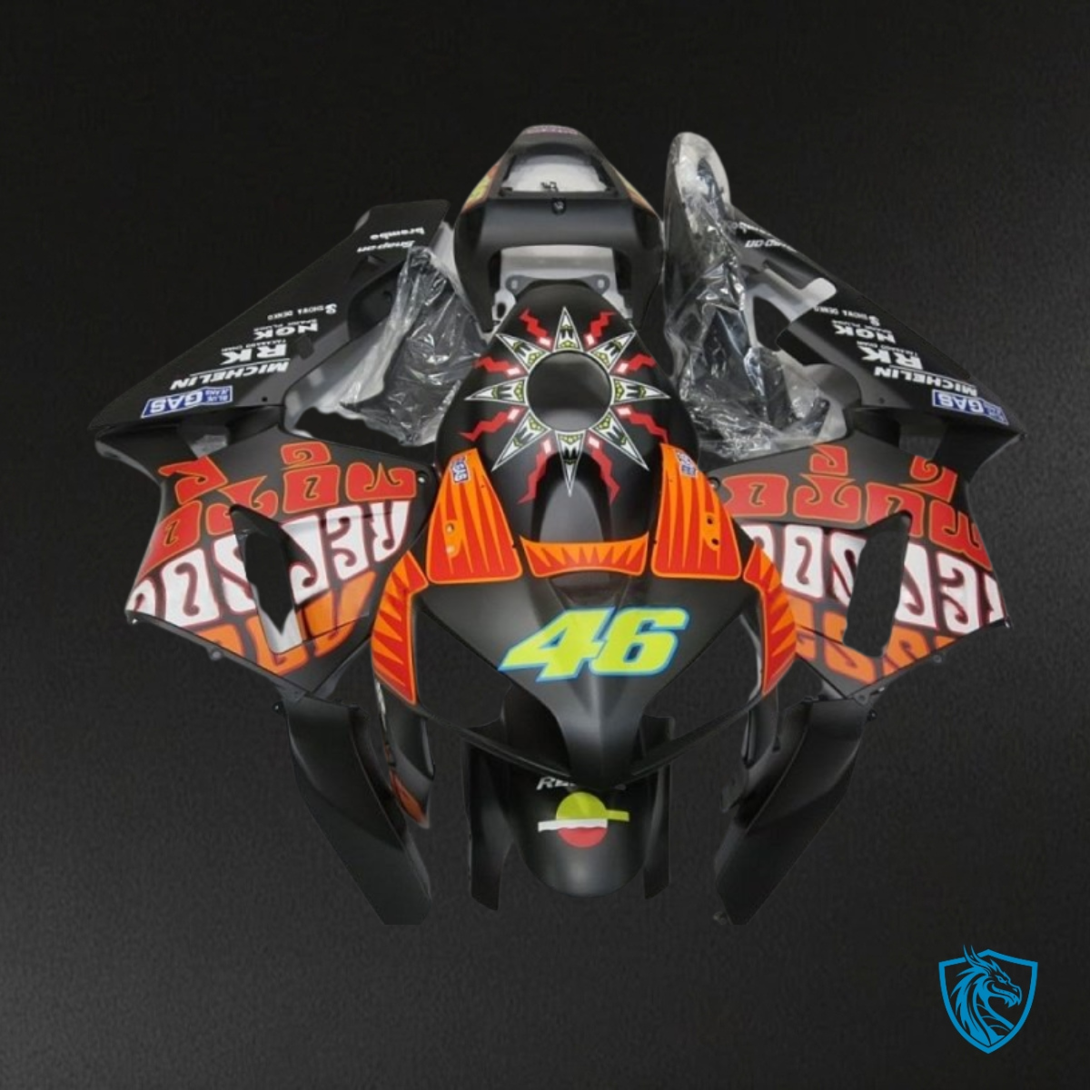 Honda CBR600RR (2003-2004) Black & Orange Rossi Fairing Kit | ABS Bodywork