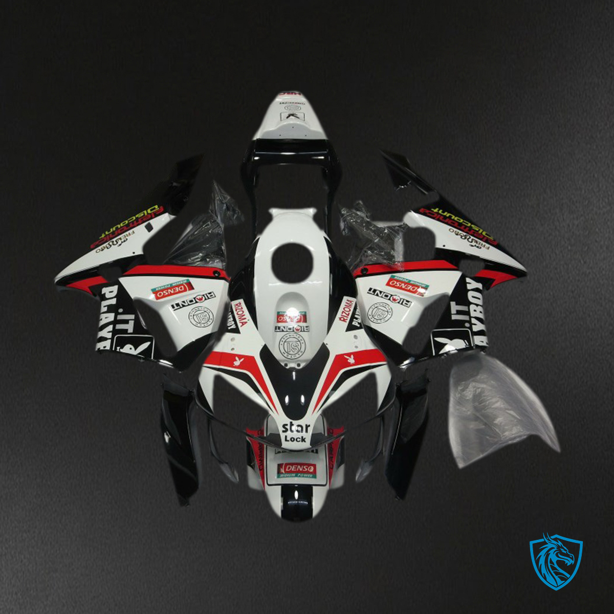 Honda CBR600RR (2003-2004) Red Playboy Motorcycle - Custom ABS Fairing Kit